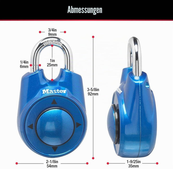 Master Lock 1500iD Schliessfachschloss-Set Ihr eigenes direktionales Zahlenschloss, 1 Packung, blau,