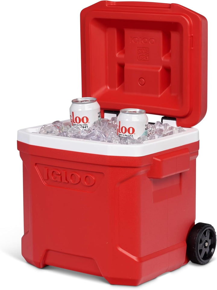 IGLOO Profile 54 Roller Kühlbox – Robuste Passive Kühlbox mit Rollen & Teleskopgriff – Extra Starke