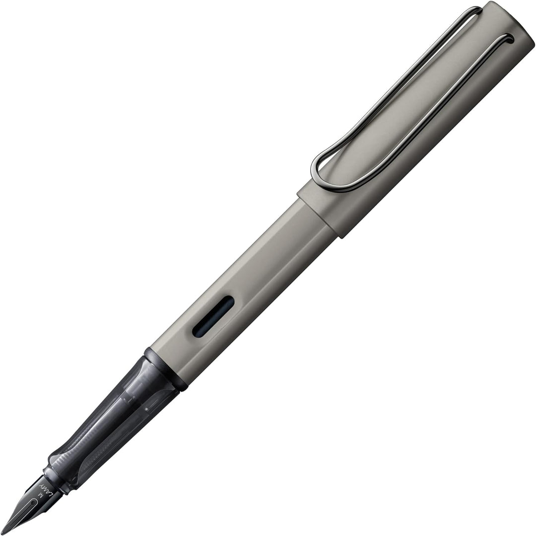 LAMY Lx Füllhalter 057 – Füller aus Aluminium eloxiert in der Farbe Ruthenium mit transparentem Grif
