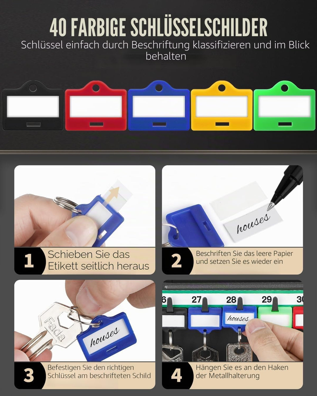 Uniclife Schlüsselkasten mit 40 Positionen und Zahlenschloss, zurücksetzbar, Digitale Sicherheits-Au