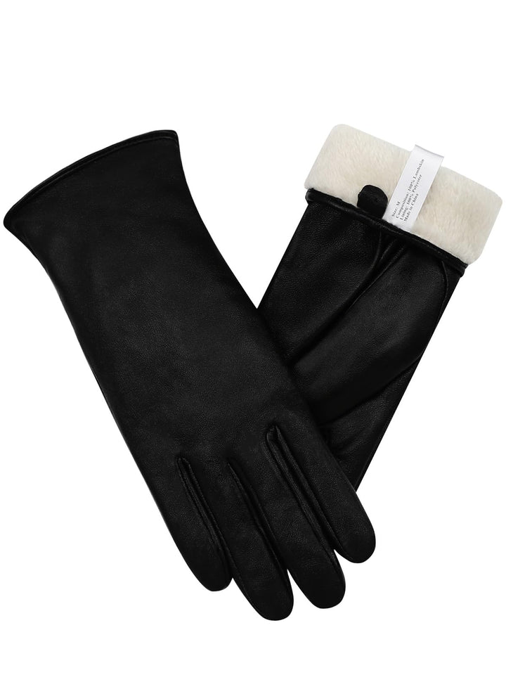 vislivin Vollhand Touchscreen-Handschuhe für Damen Leder Handschuhe Warmer Winter SMS Autofahren Han