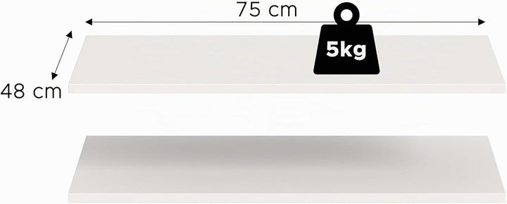 xonox.home – Schrank-Zubehör Einlegeboden-Set Kopenhagen 2X 77x48 cm in Weiss – 2er Pack Fachboden/R