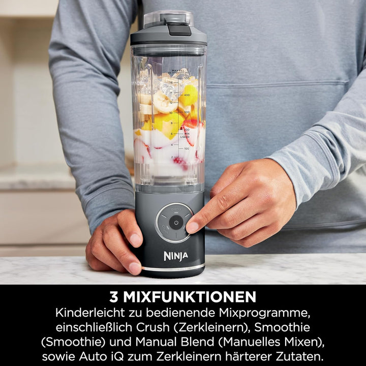 Ninja Blast Max Tragbarer Mixer/Blender/Smoothie Maker, 570 ml, wiederaufladbar, Mixbecher & auslauf