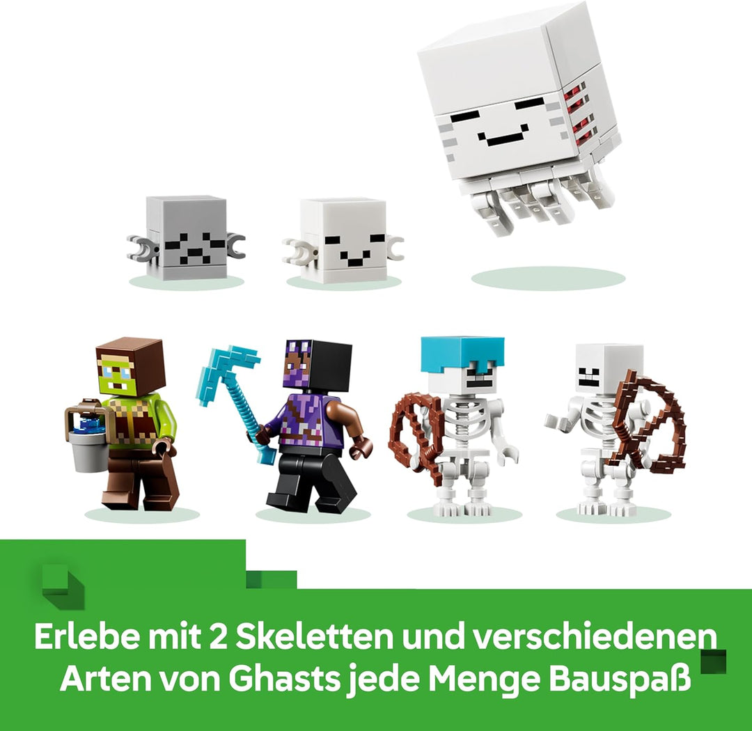 LEGO Minecraft Ghast-Station - Spielzeug mit 8 Figuren inkl. 2 Skelette und 4 Ghasts mit Zubehör - Z