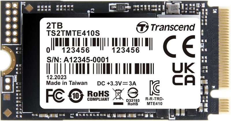 Transcend SSD 2TB M.2 MTE410S (M.2 2242) PCIe Gen4 x4 NVMe 4) 2TB 2) Gen4 x 4, 4) 2TB 2) Gen4 x 4