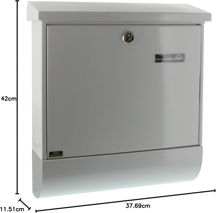 Burg Wächter Set Vario 86720 W Briefkasten, Weiss, 420 x 377 x 115 (HxBxT) Weiss Briefkasten-Set, We