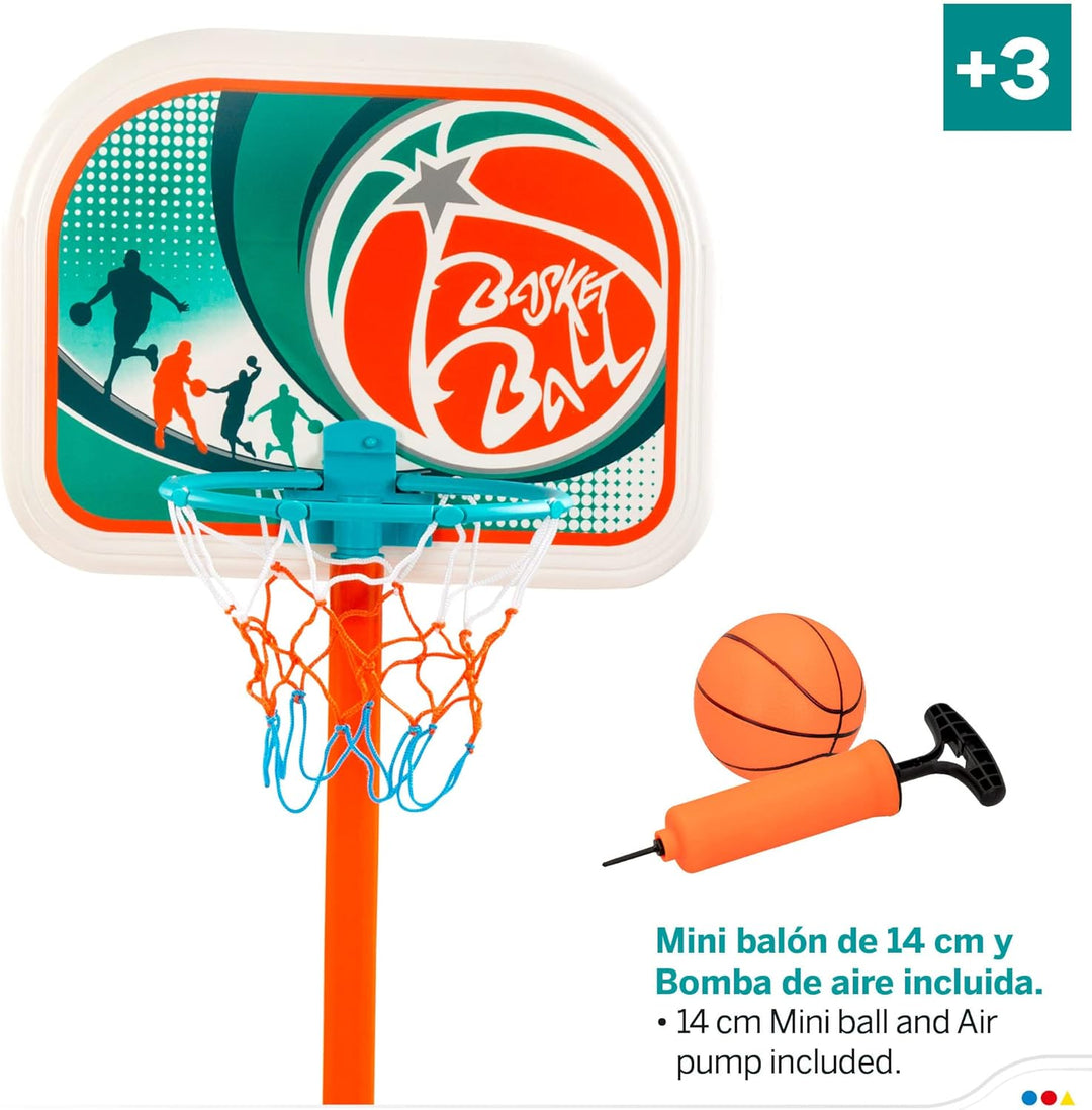 ColorBaby - Tragbarer Korb für den Aussenbereich, Masse 33 x 29 x 106 cm, inklusive Basketball und M