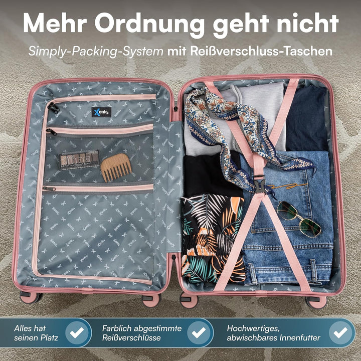Xonic® Hartschalenkoffer L für 65L - Bruchsicherer Rollkoffer Polypropylen mit 360° Doppelrollen & T