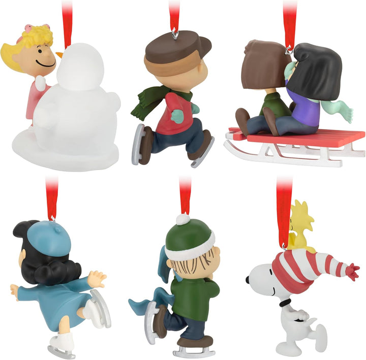 Hallmark Erdnüsse Ornamente zum Sammeln, 6 Stück, Erdnüsse Gang Winter Aktivitäten Figuren, hängende