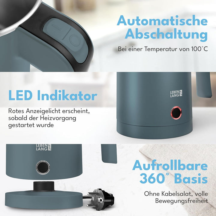 LEBENLANG Reise Wasserkocher Edelstahl Klein 0 5 Liter & BPA-Frei - Reisewasserkocher klein 600W Ene