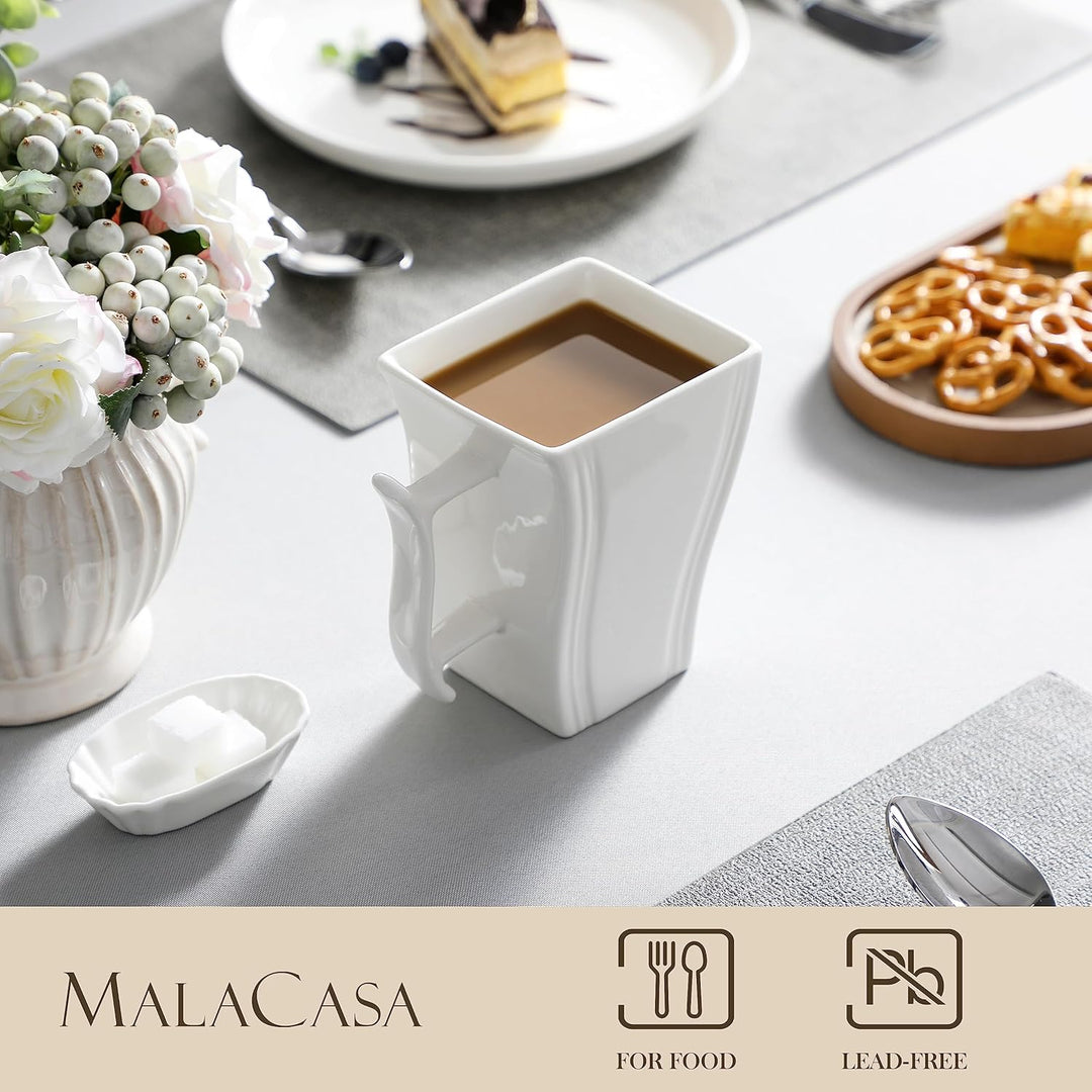 MALACASA Porzellan Kaffeetassen 6er Set, 470 ml Kaffeetassen mit Henkel, Grosse Keramik-Kaffeetasse,