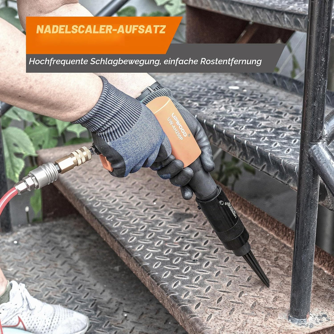 UPWOOD Nadelentrosteraufsatz, mit 19 Stück Nadeln, zum Anschrauben für UW-AH190P AH250P Pressluftham