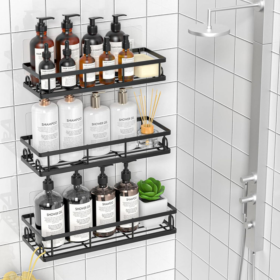 Duschablage Ohne Bohren, Wasserdichter Duschregal, 3 Stück Badezimmer Regal Organizer, Shampoo Dusch