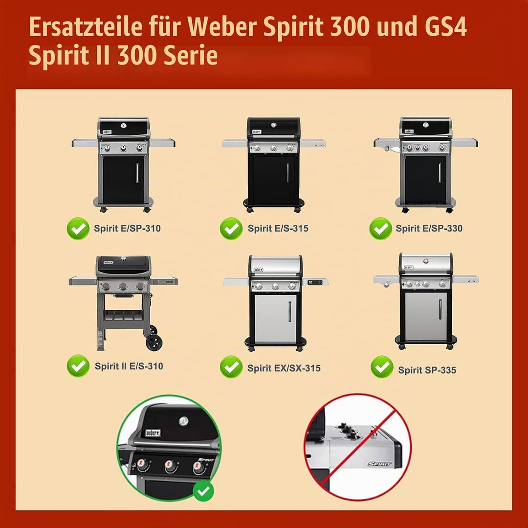 Denmay 7638 44,5 x 30cm Grillplatte Gusseisen für Weber I &amp; II Spirit E/S 310, 320, 330, Spirit E-31