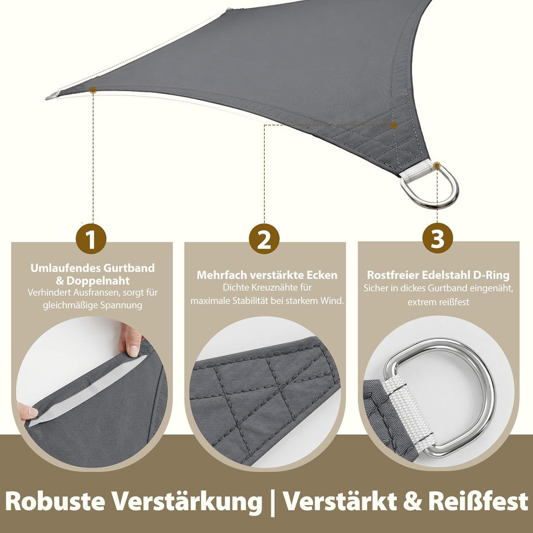 Sekey Sonnensegel Wasserdicht 2x3m Rechteckig mit Edelstahl Befestigungs Kit PES Polyester, Sonnensc