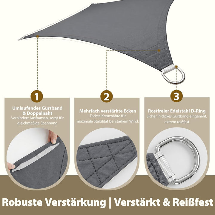 Sekey Sonnensegel Wasserdicht 2x3m Rechteckig mit Edelstahl Befestigungs Kit PES Polyester, Sonnensc