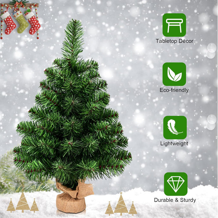 KOMFOTTEU 60 cm künstlicher Weihnachtsbaum Mini, Tisch Christbaum mit 67 Zweigspitzen, Kleiner Tanne