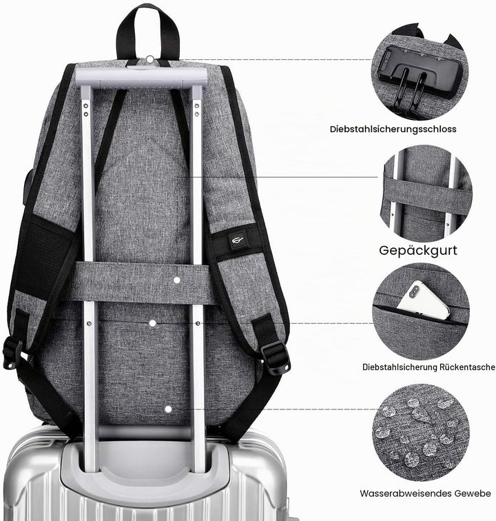 WENIG Laptop Rucksack Herren Anti-Diebstahl Laptoptasche 15.6 Zoll für Arbeit mit USB Ladeanschluss