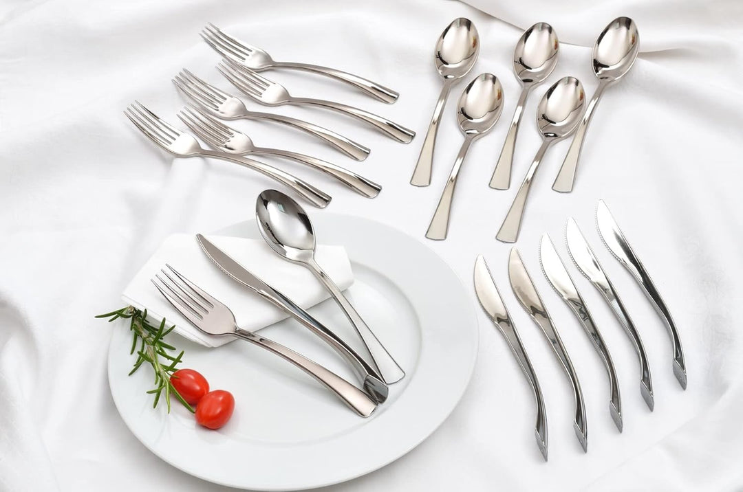 GRÄWE Tafelbesteck 200 teilig für 50 Personen, Besteck aus Kunststoff inkl. Gastrokasten - wiederver
