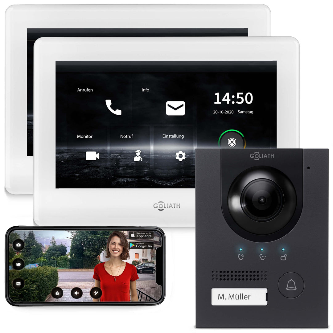 Goliath Hybrid | IP | Full-HD Video Türsprechanlage | App | 1-Fam | 2 x Full-Touchscreen 17,78 cm (7