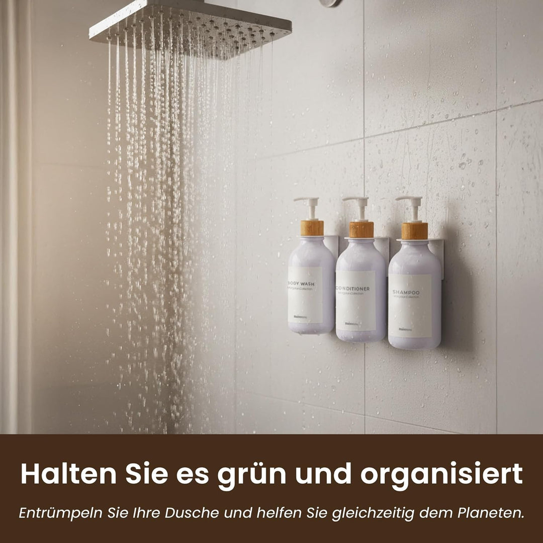 MaisoNovo Shampoo Flaschen zum befüllen – Duschseifen Seifenspender Wandbefestigung – 500 ml Set mit