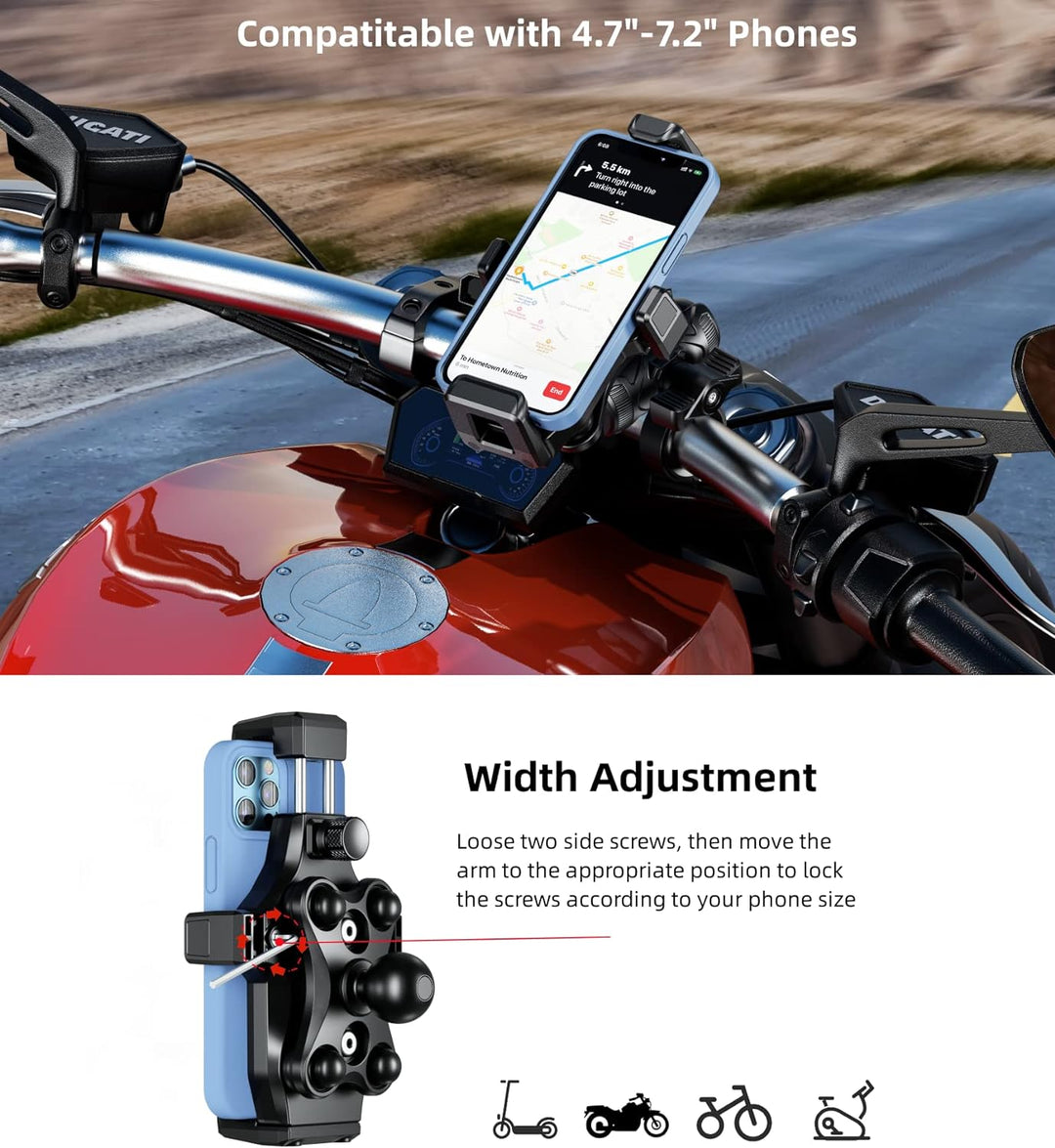 Kewig Motorrad Handyhalterung mit Vibrationsdämpfer und Hochgeschwindigkeits Sicherheitsschloss, neu