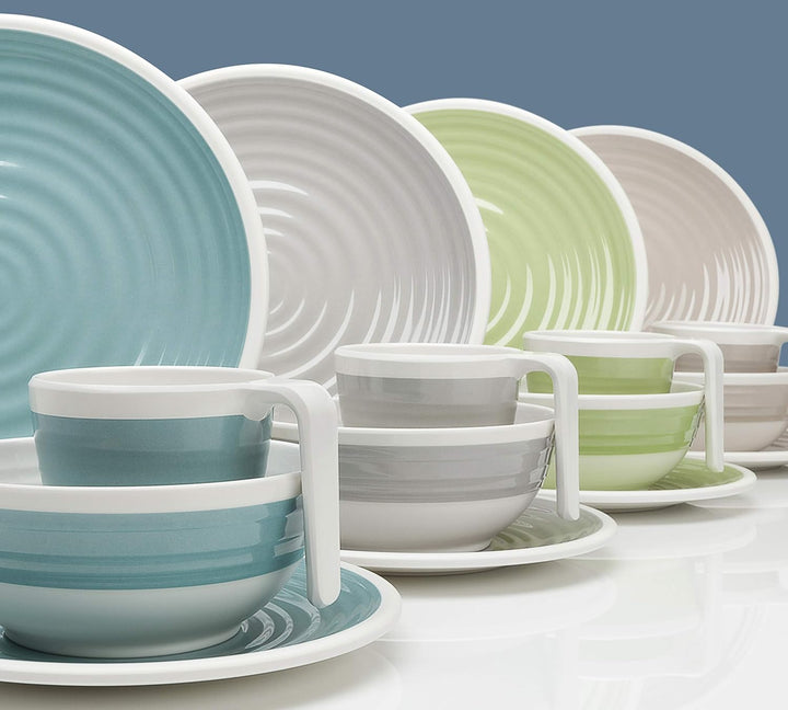 Melamin Camping Geschirr Set 1-4 Personen Harmonie 16-32 Teilig + Gläser Wassergläser Weingläser Cha