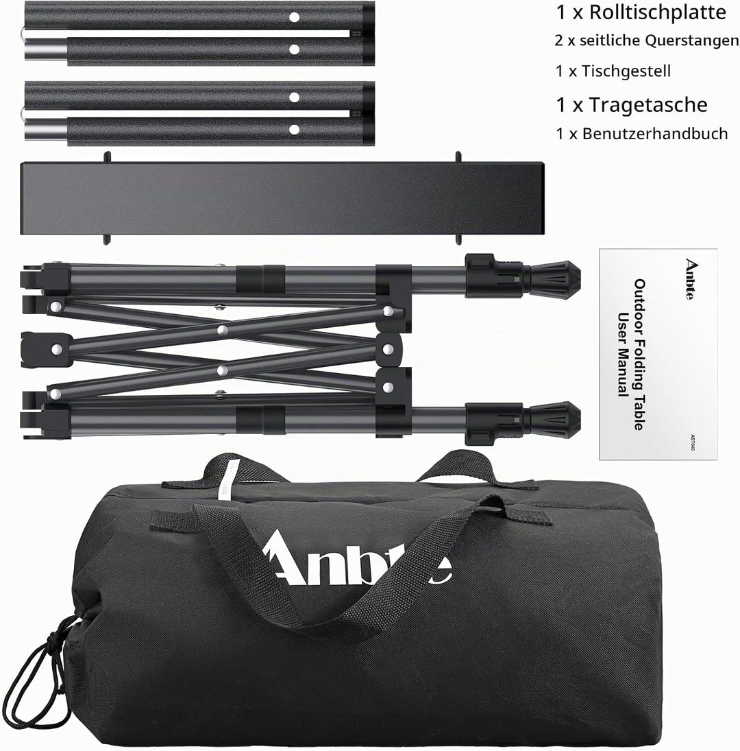 Anbte Campingtisch Klapptisch 50x41cm(LxB) Aluminium Aufrollbare Tischplatte mit 2 Höhen 44/70cm X-F