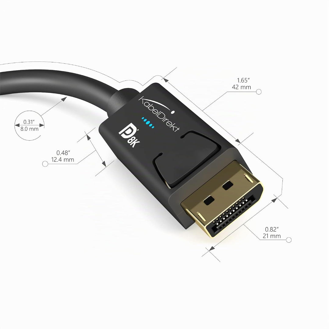KabelDirekt – 8K DisplayPort Kabel &amp; DP Kabel, mit spezieller A.I.S. Schirmung &amp; offizieller VESA Ze