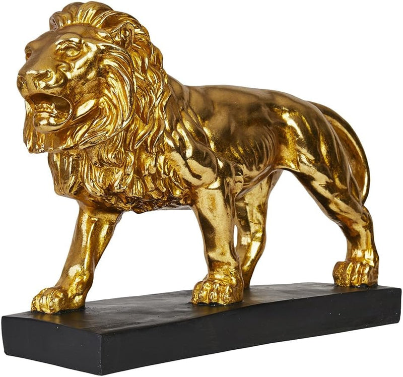 Hansmeier® Deko Skulptur Löwe | Gold | Für Aussen und Innen | 43 x 28 x 13 cm | Deko Statue Flur