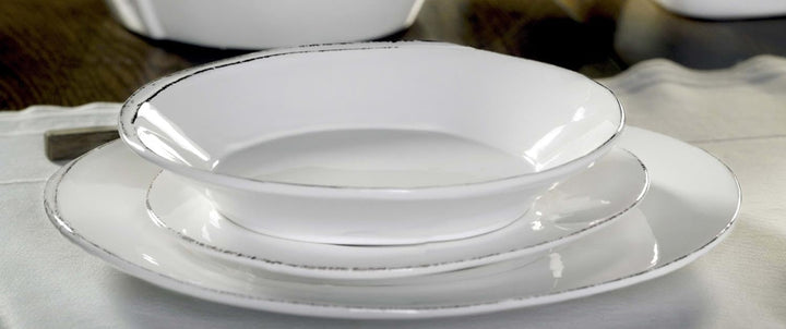 Virginia Casa Servierplatte, Teller LASTRA oval 47X32cm Creme weiss aus Keramik