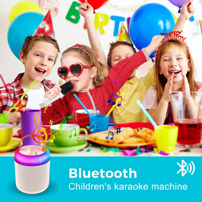 Amouhom Karaoke Maschine für Kinder/Erwachsene, Tragbarer Mini Bluetooth Lautsprecher mit 2 Kabellos