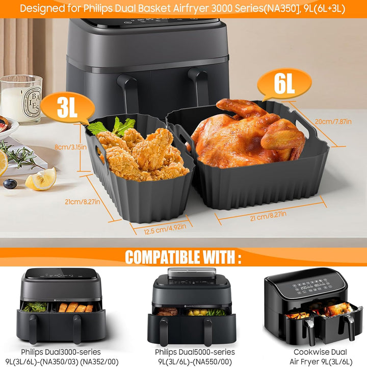 Heissluftfritteuse Zubehör für Philips Airfryer Dual Basket 3000 Series - Air Fryer Accessories Eins