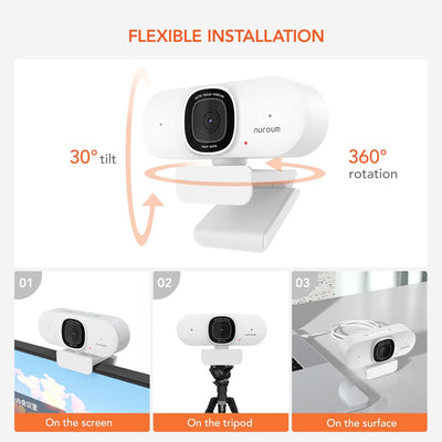 Nuroum V15-AF 2K Webcam mit Autofokus, 1080P 60fps PC Kamera mit Mikrofon, 75°Weitwinkel/Rauschunter