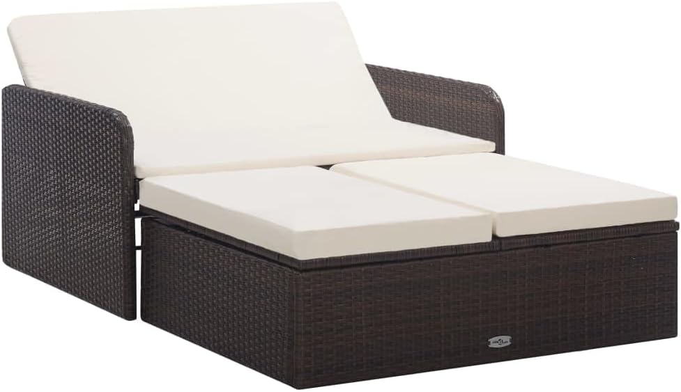 vidaXL Gartenmöbel 2-TLG. mit Auflagen Lounge Garten Sofa Fusshocker Hocker Sitzgruppe Gartenset Gar