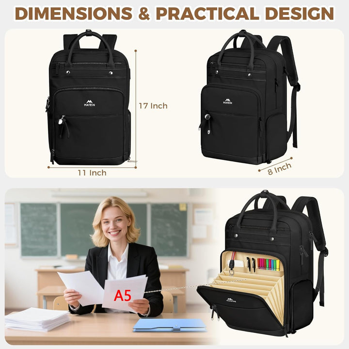 MATEIN Rucksack Damen mit Kühlfach, Laptop Rucksack Damen 15,6 Zoll | Lehrer Rucksack für A5, Schulr