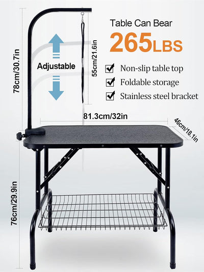 Kalolary 32inch Hund Trimmtisch Schertisch Hundepflegetisch, Hundepflegetisch klappbar, Tierpflegeti