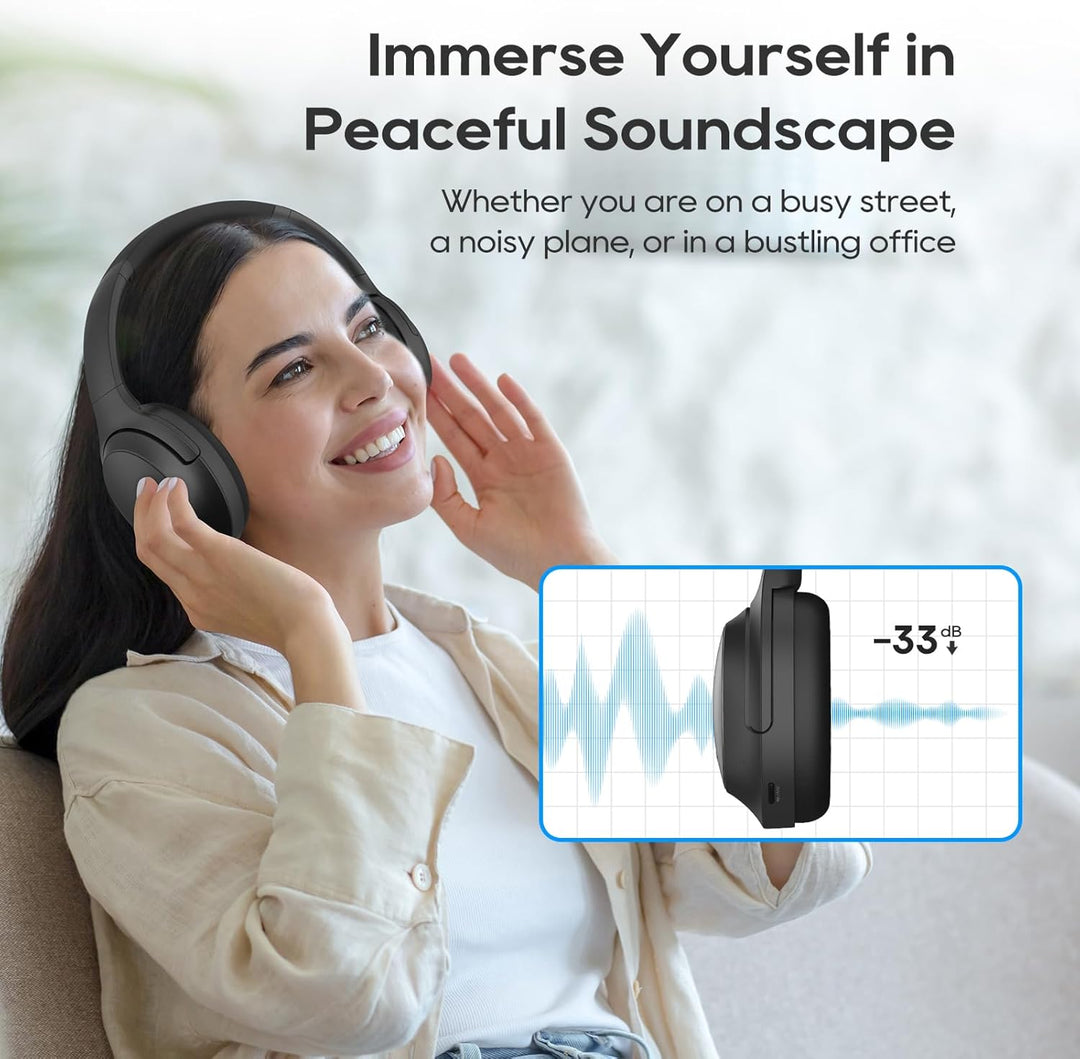 Srhythm NiceComfort 45 Active Noise Cancelling Headphone, drahtlose Bluetooth-Kopfhörer mit Transpar