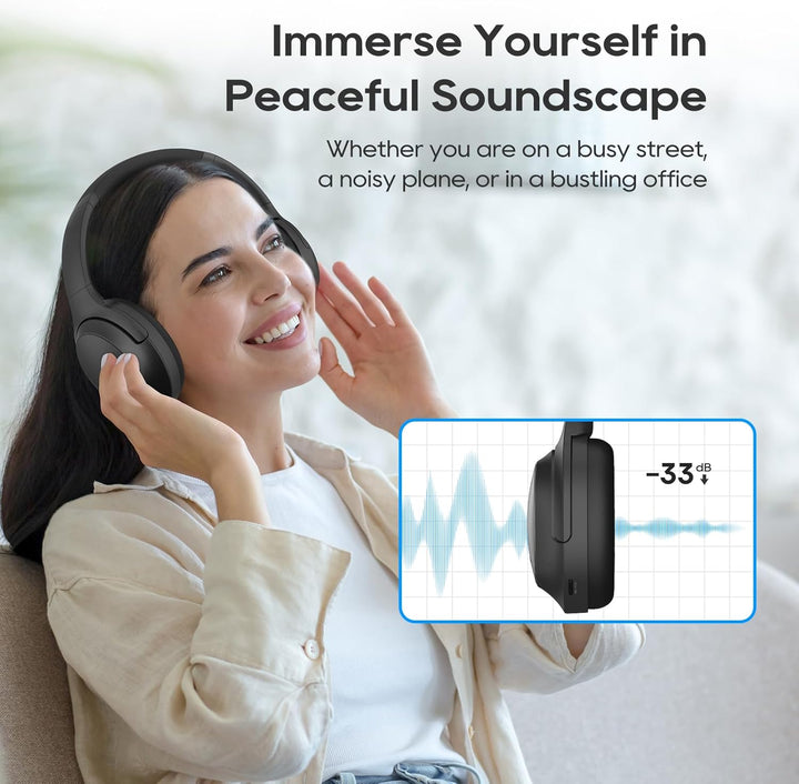 Srhythm NiceComfort 45 Active Noise Cancelling Headphone, drahtlose Bluetooth-Kopfhörer mit Transpar