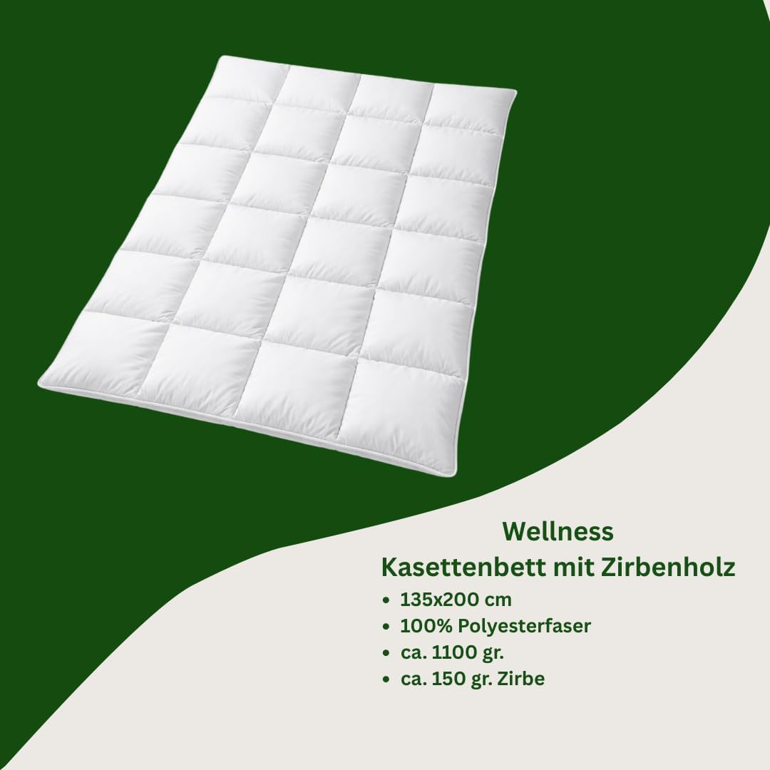 Zirbenholz Betten-Set, Set A Klimafaser, 2 x Decke 135x200 cm | Kissen &amp; Decken mit Zirbenholz, Klim