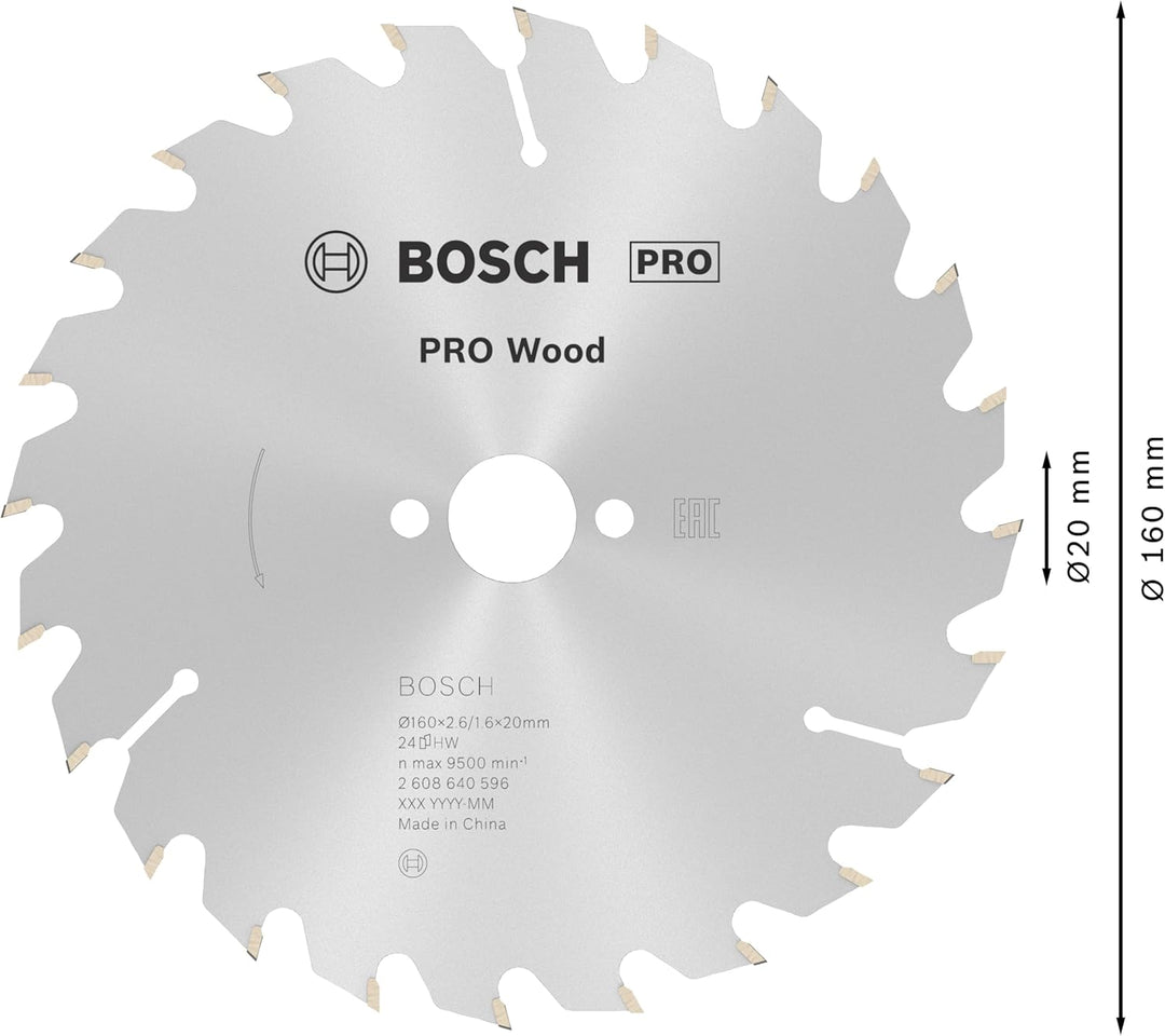 Bosch 1x PRO Wood Kreissägeblatt für Akku-Handkreissägen (für Weichholz, Hartholz, Ø mm, Professiona