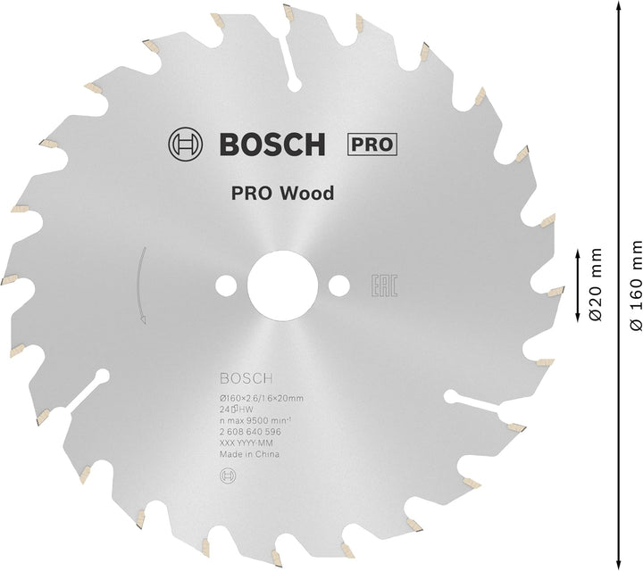 Bosch 1x PRO Wood Kreissägeblatt für Akku-Handkreissägen (für Weichholz, Hartholz, Ø mm, Professiona
