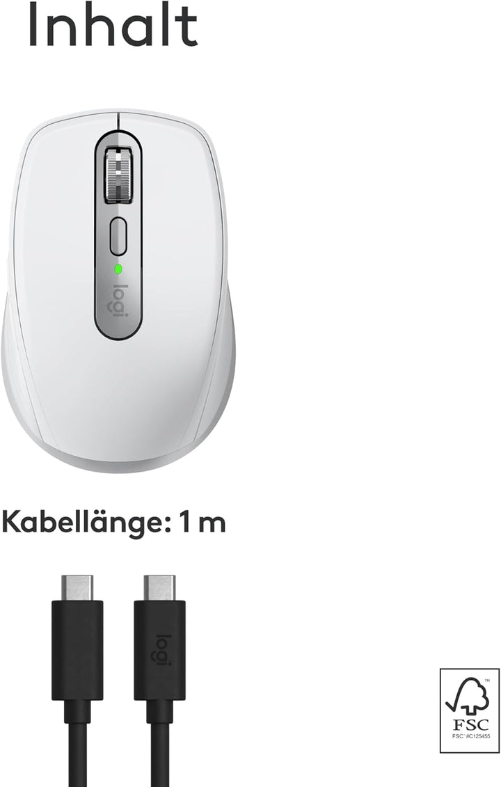 Logitech MX Anywhere 3S for Mac, kompakte kabellose Bluetooth-Maus, 8K-DPI-Abtastung auf jeder Fläch