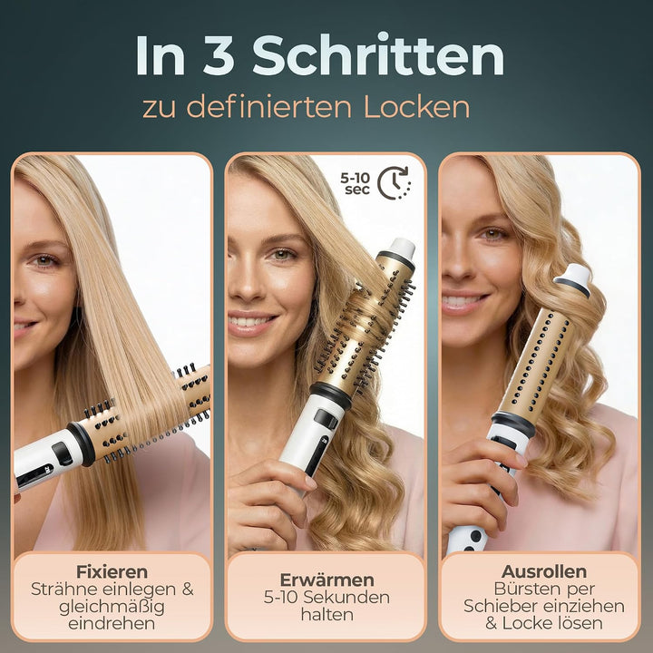 Steinbach Professional Reise-Curler Brush wet und dry mit einziehbaren Bürsten und LED Temperaturreg