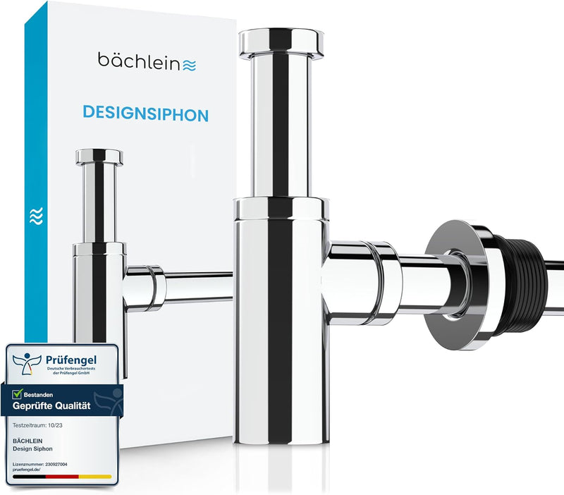 Bächlein Design Siphon Universal für Waschbecken & Waschtisch - Abflussgarnitur passgenau - Geruchsv