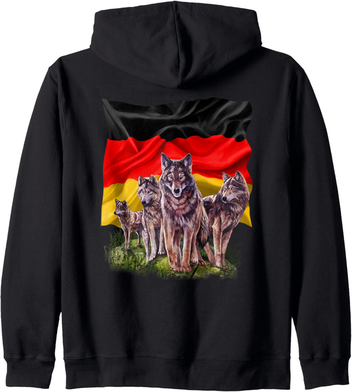 Wolf mit deutscher Flagge Kapuzenjacke