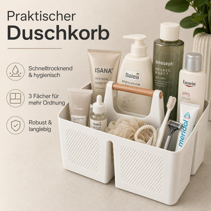 ALINK Portable Dusche Caddy Korb mit Fächern, Kunststoff geteilt Reinigung Caddy Organizer Storage T