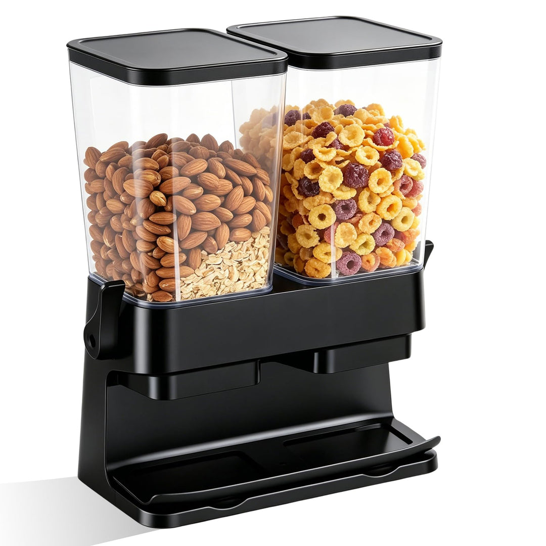 Müslispender, 2er-Set Cornflakes Dispenser, Doppelt 3L Lebensmittelspender aus Kunststoff für Nüsse,