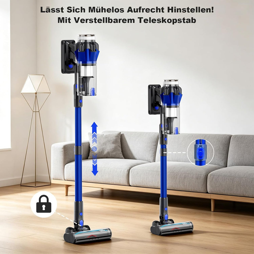Hearten Akku Staubsauger 70000 Pa/600 W/65 Min. 4 Stufen, Schmutzsensor. 1,8 L Staubsauger Kabellos