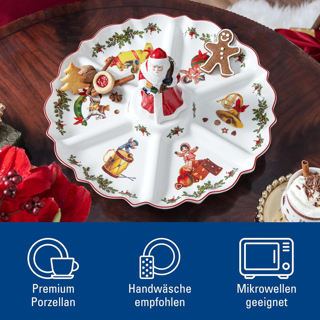 Villeroy und Boch - Toy's Fantasy Kabarett Santa-Figur, Servierteller aus Premium Porzellan, 38 x 38